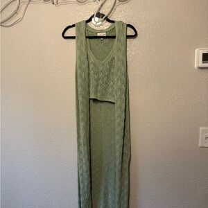 Freshman Mint Knit Open Vest plus tank